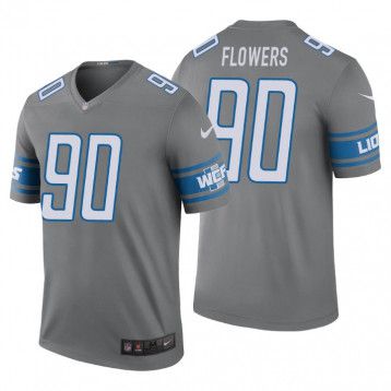 Men Detroit Lions 90 Trey Flowers Nike Grey Limited NFL Jersey